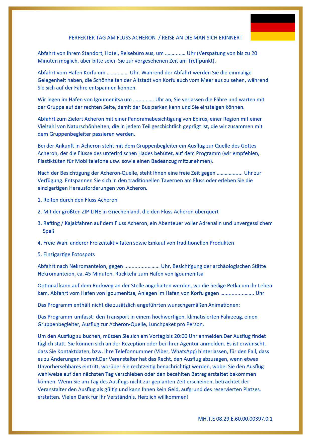 Description of the tour